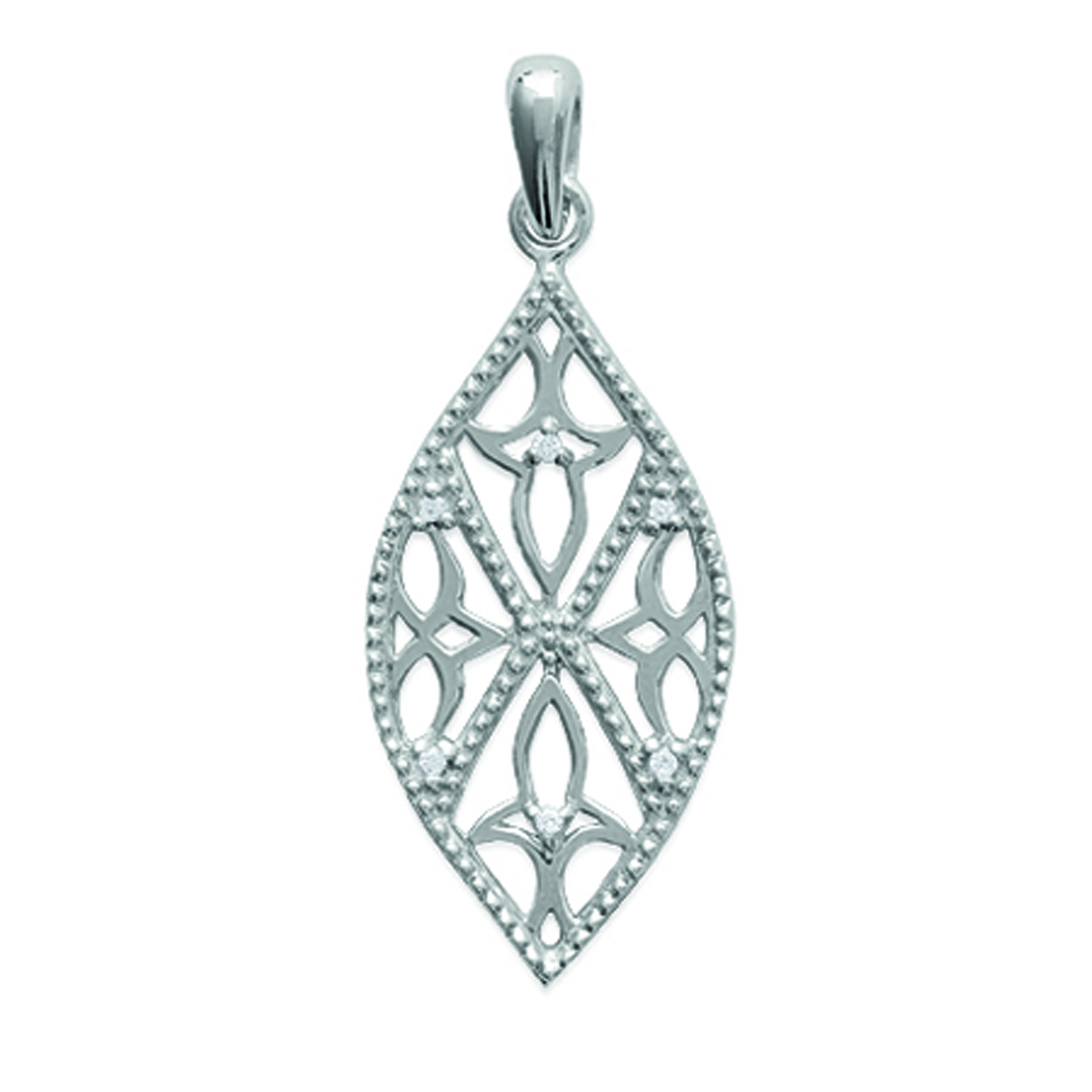 Pendentif Argent \'Déesse\' blanc argenté (rhodié) - 33x13 mm - [K5902]