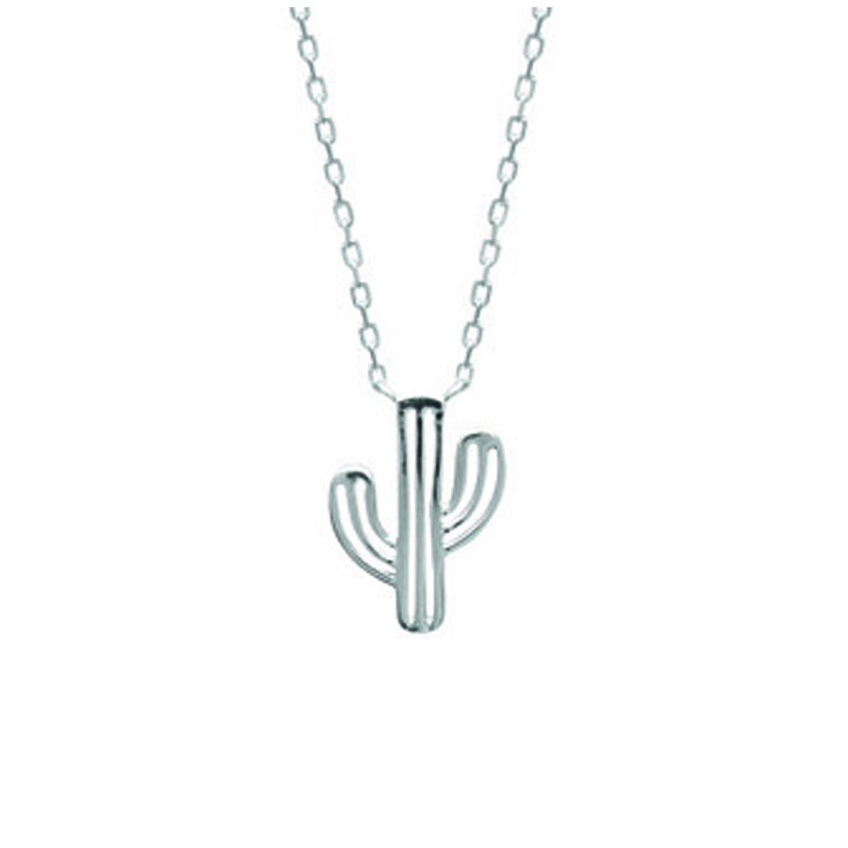Collier argent \'Cactus\' argenté (rhodié) - 14x11 mm - [P0711]