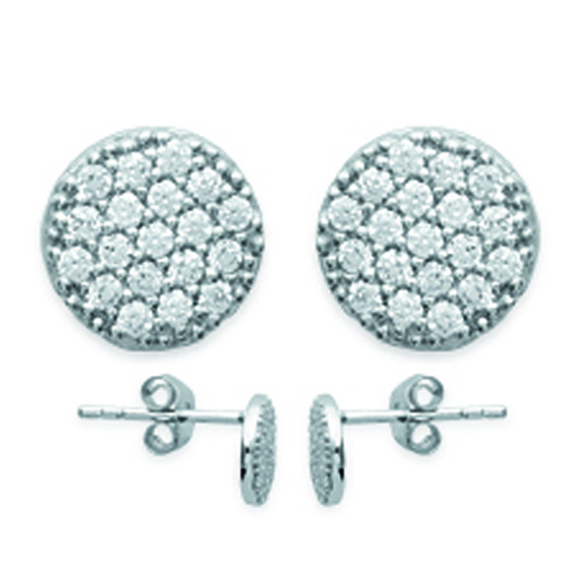 Boucles Argent \'Déesse\' blanc argenté (rhodié) - 7 mm - [K5909]