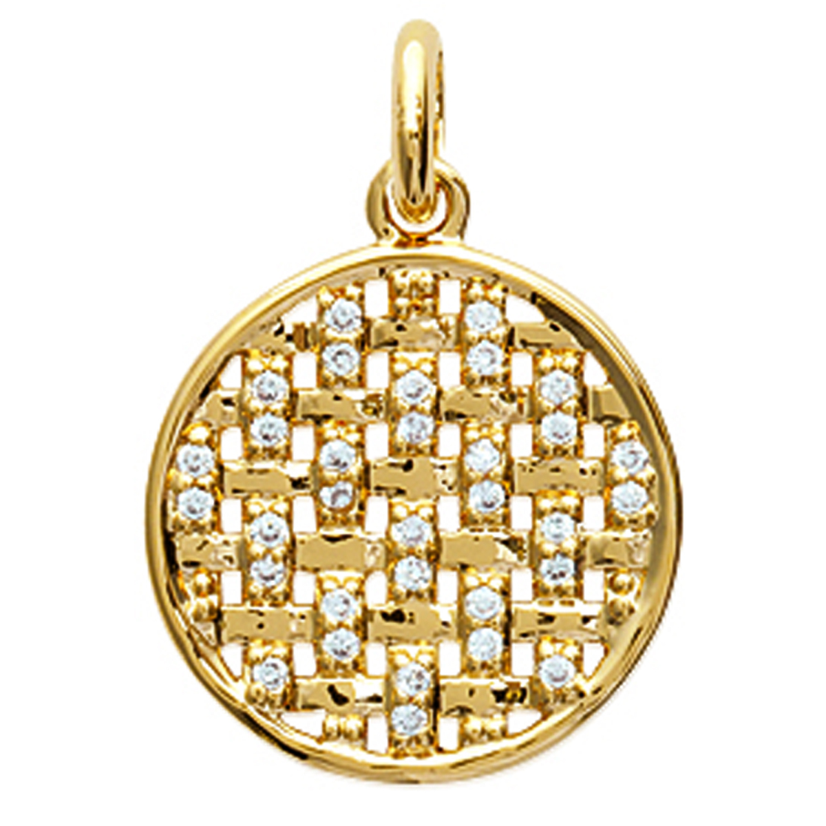 Pendentif Plaqué Or \'Déesse\' blanc doré - 15 mm - [K5911]