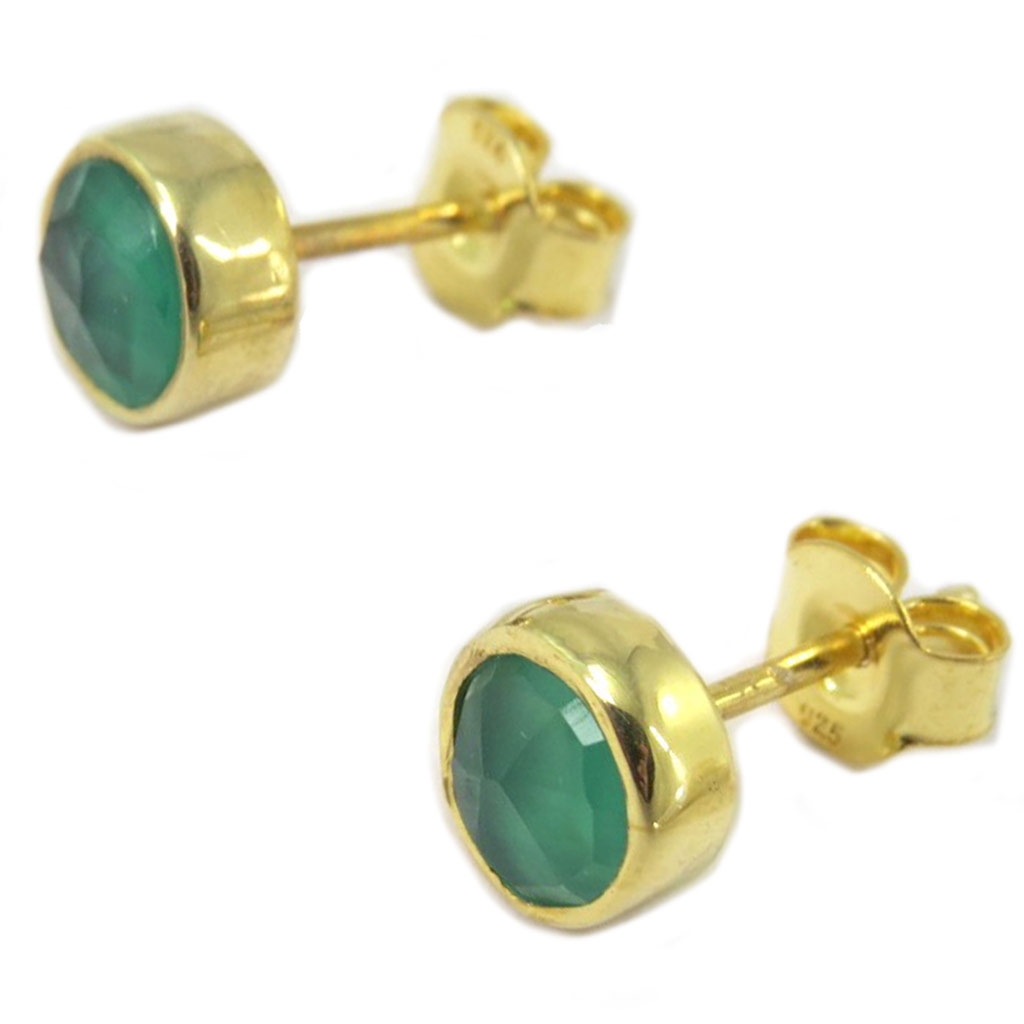 Boucles Argent \'Heaven\' vert doré - 6 mm - [P4074]