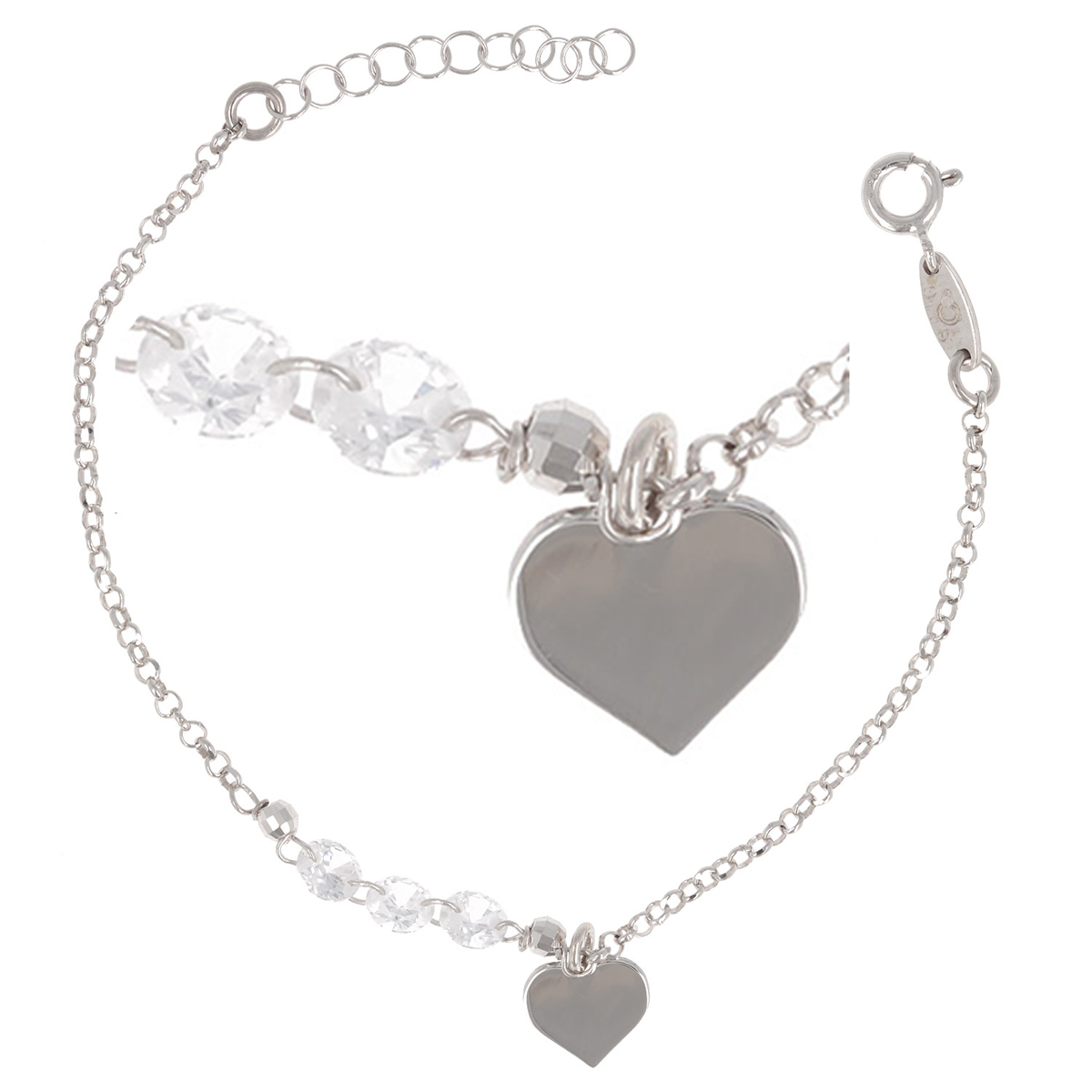 Bracelet Argent \'Love\' blanc argenté (rhodié) - 9x7 mm - [Q8916]