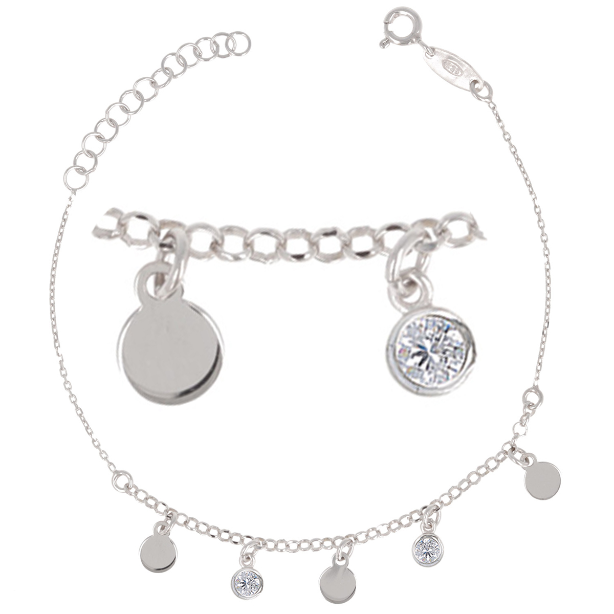 Bracelet argent \'Boho\' noir argenté (rhodié) - 5 mm - [Q8917]