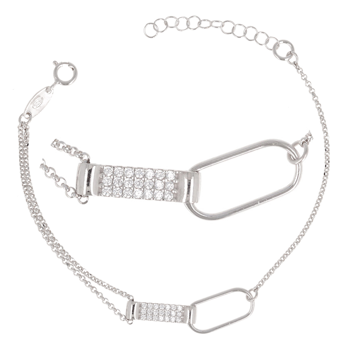 Bracelet Argent \'Sissi\' blanc argenté (rhodié) - 25x7 mm - [Q8918]