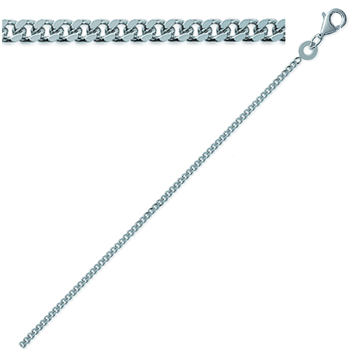 Chaine Argent \'Maille Gourmette\' argenté (rhodié) - 40 cm 17 mm - [Q9113]