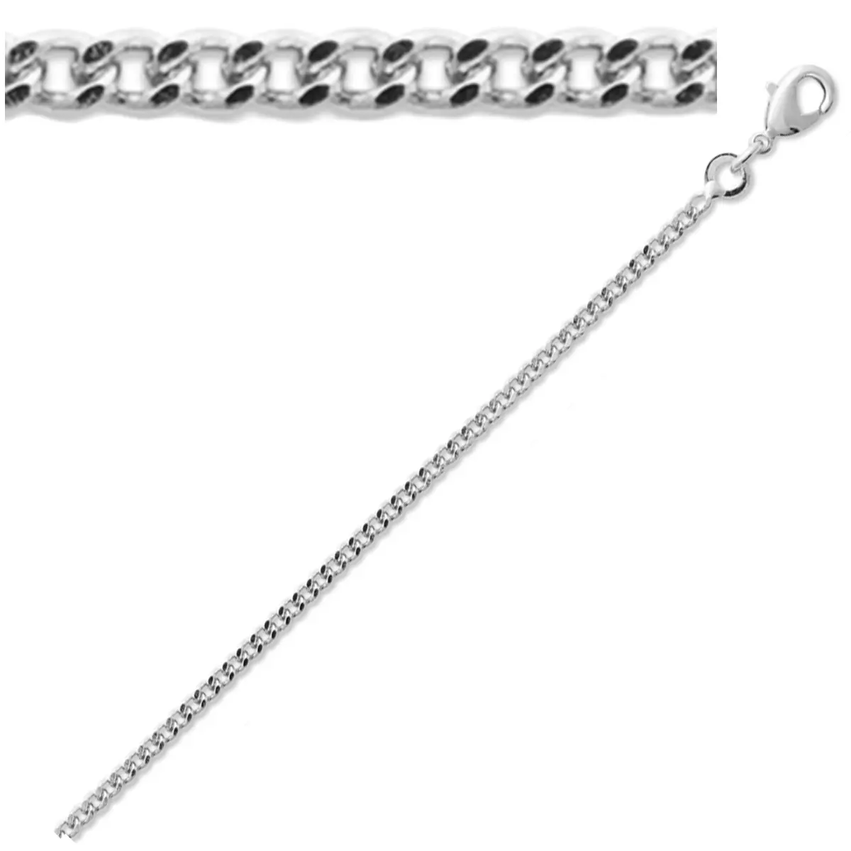 les trésors de lily Chaine Argent 'Maille Gourmette' argenté (rhodié) 55 cm 21 mm [Q9118]