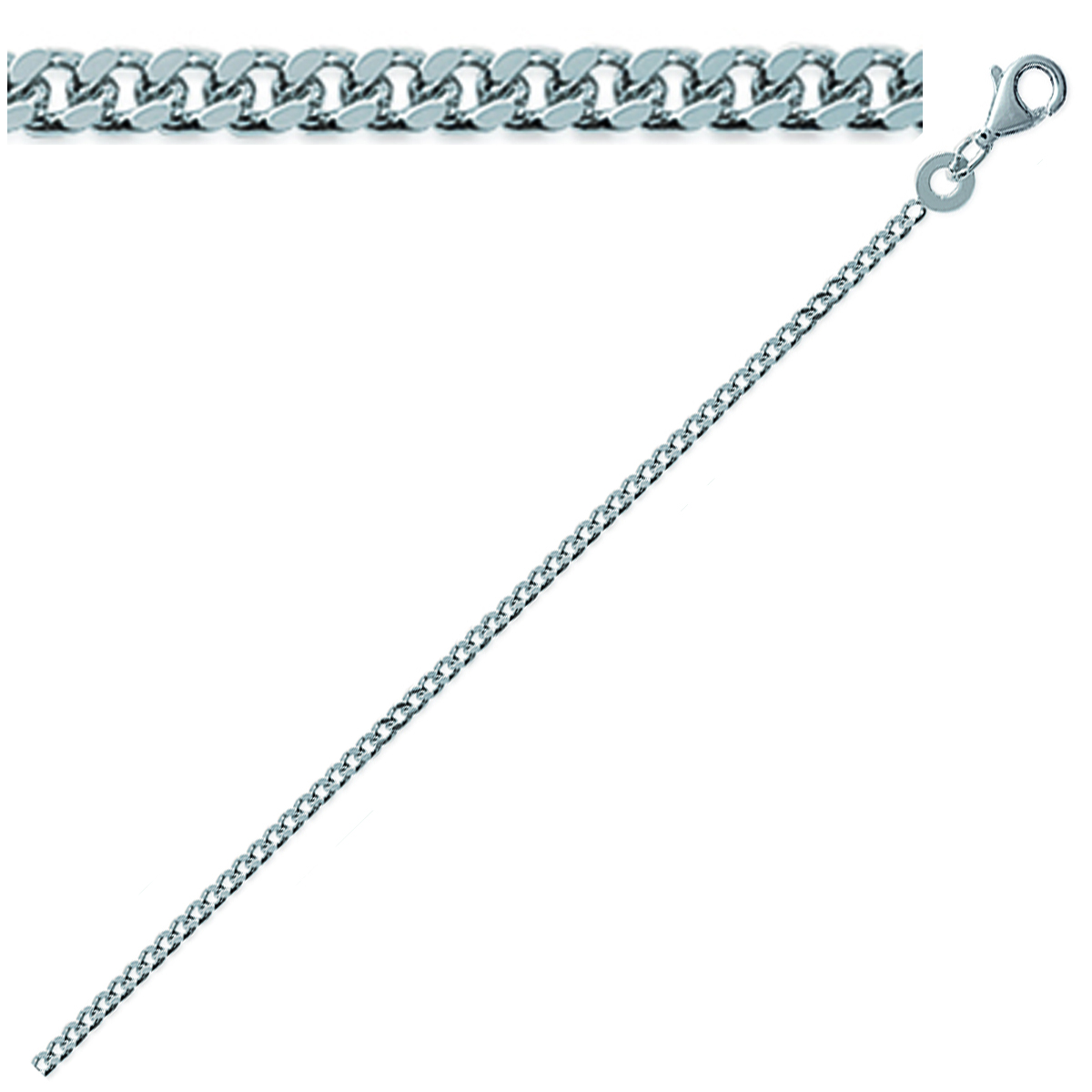 Chaine Argent \'Maille Gourmette\' argenté (rhodié) - 60 cm 17 mm - [Q9120]