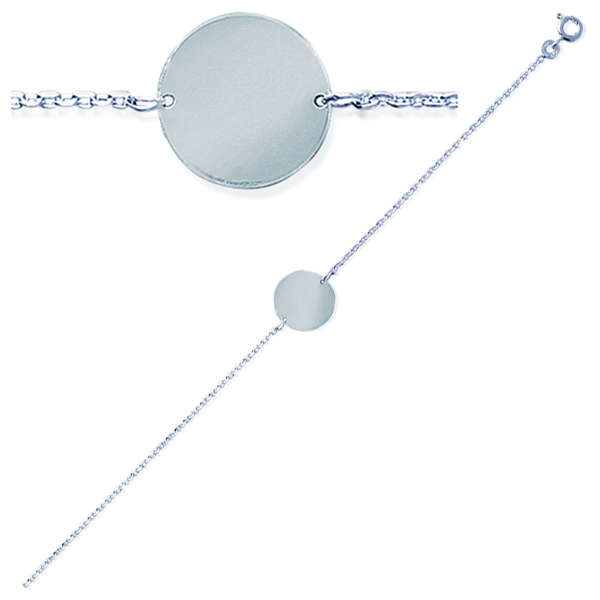 Gourmette argent \'Identité\' argenté (rhodié) - 14 mm - [Q9122]