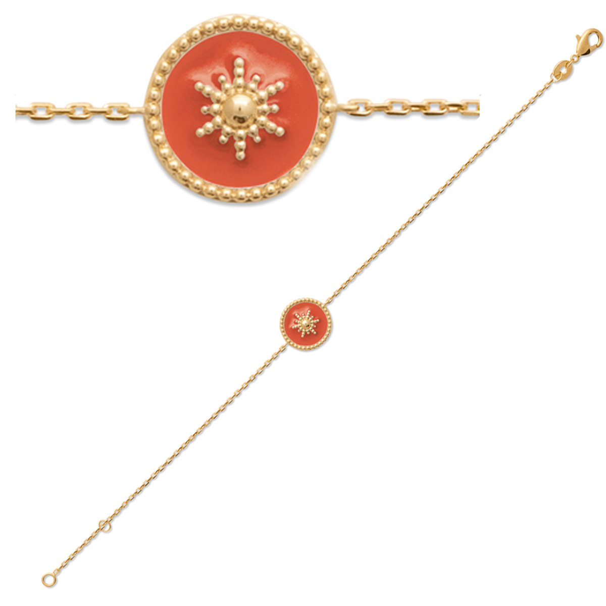 Bracelet Plaqué or \'Cléopatra\' corail doré (étoile) - 12 mm - [Q9127]
