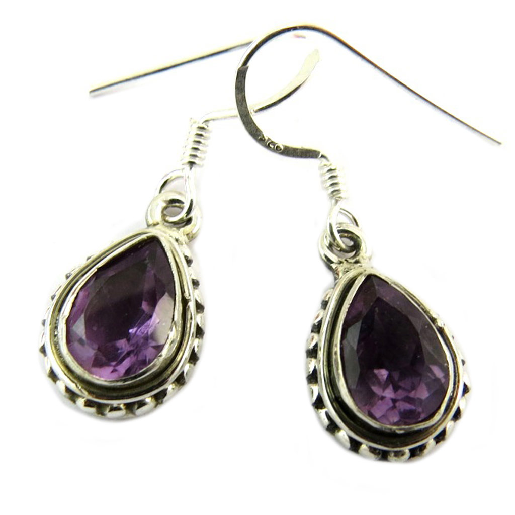 Boucles Argent \'Heaven\' améthyste - 11x10 mm - [P7230]