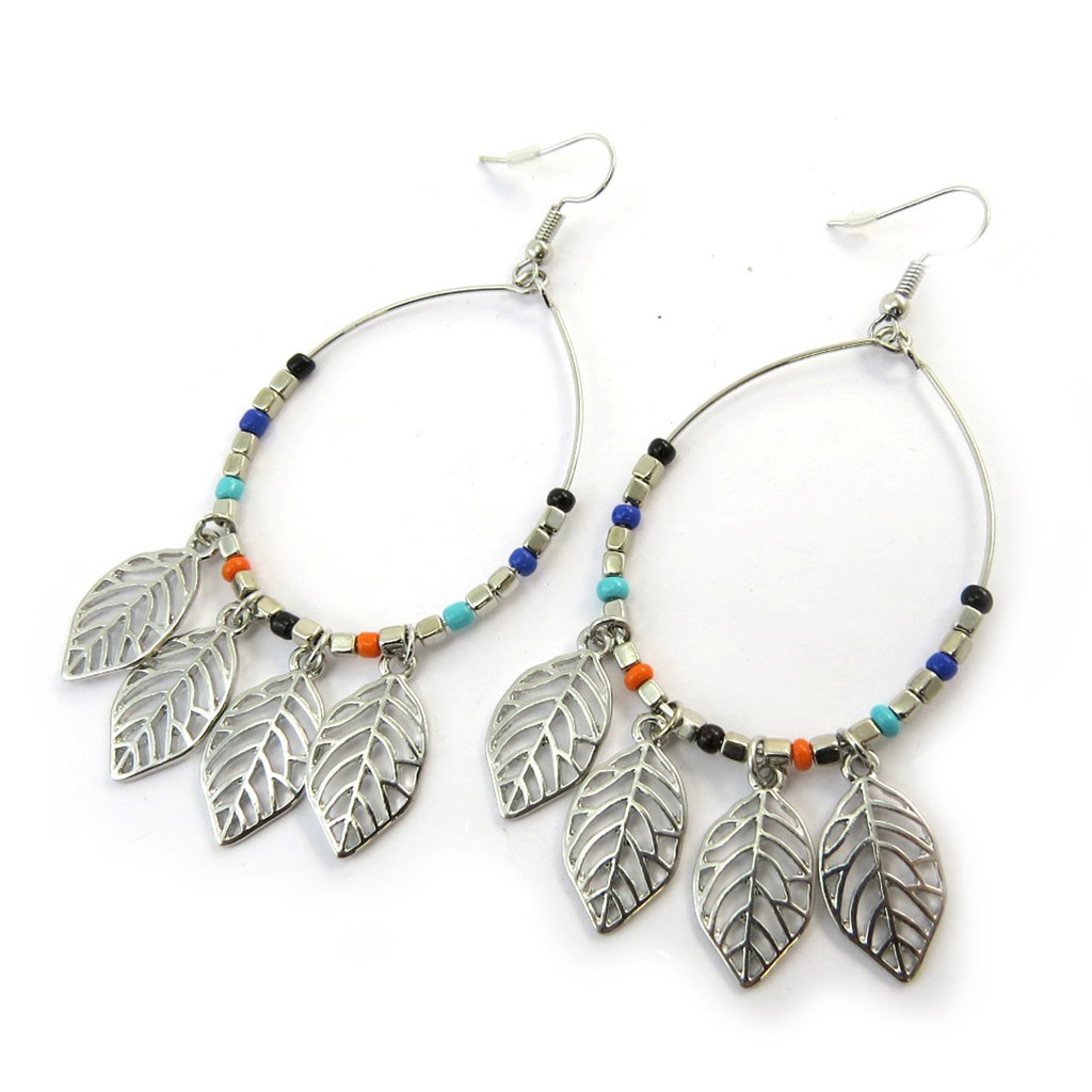 Boucles Créateur \'Navajos\' argenté multicolore - [N5017]