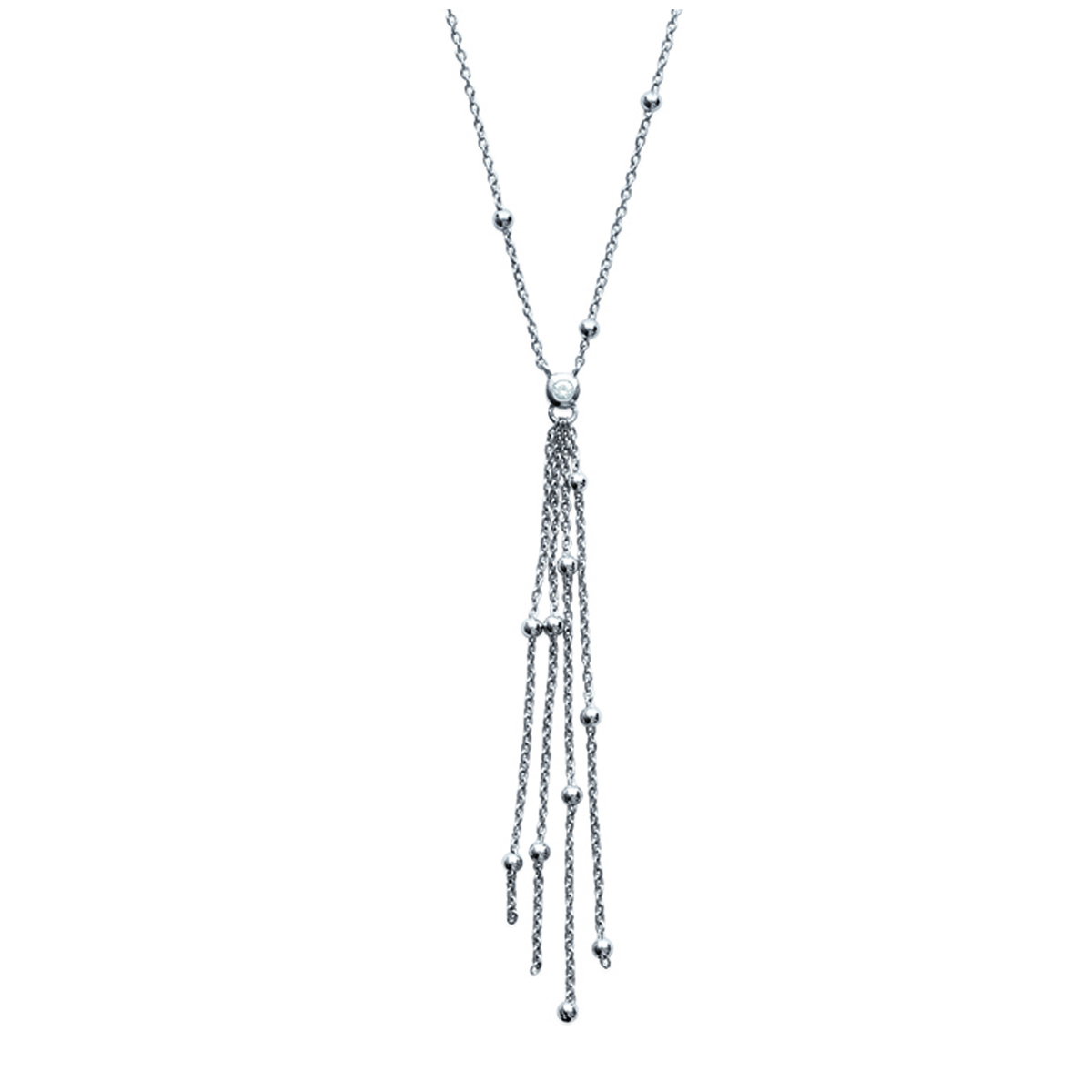 Collier Argent \'Billes\' argenté (rhodié) - 64x5 mm - [M7248]