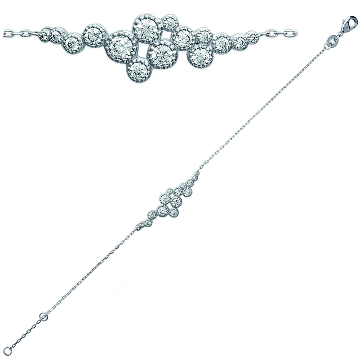 Bracelet Argent \'Sissi\' blanc argenté (rhodié) - 35x10 mm - [M7254]