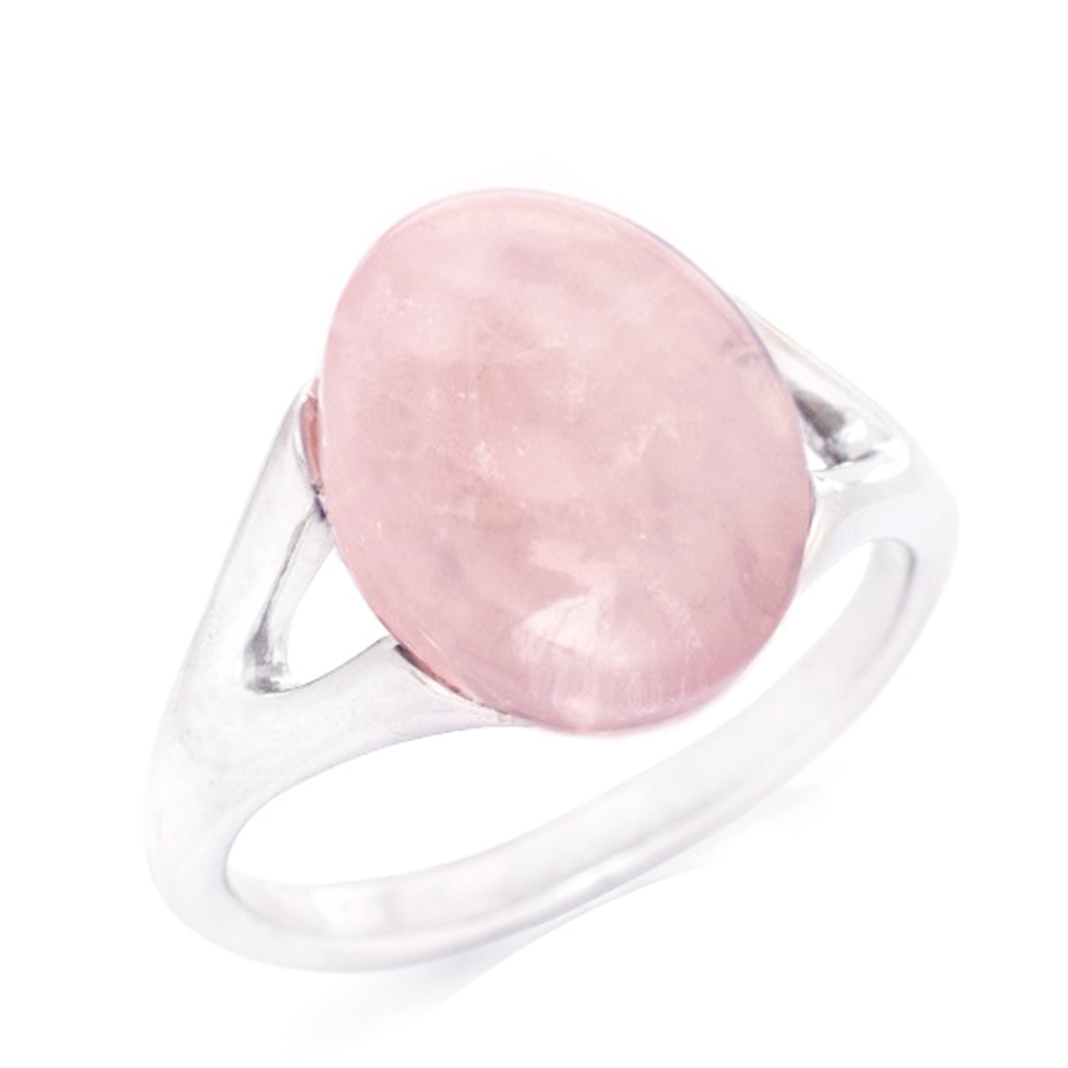 Bague Argent \'Meghan\' quartz rose argenté (rhodié) - 15x11 mm - [Q6755]