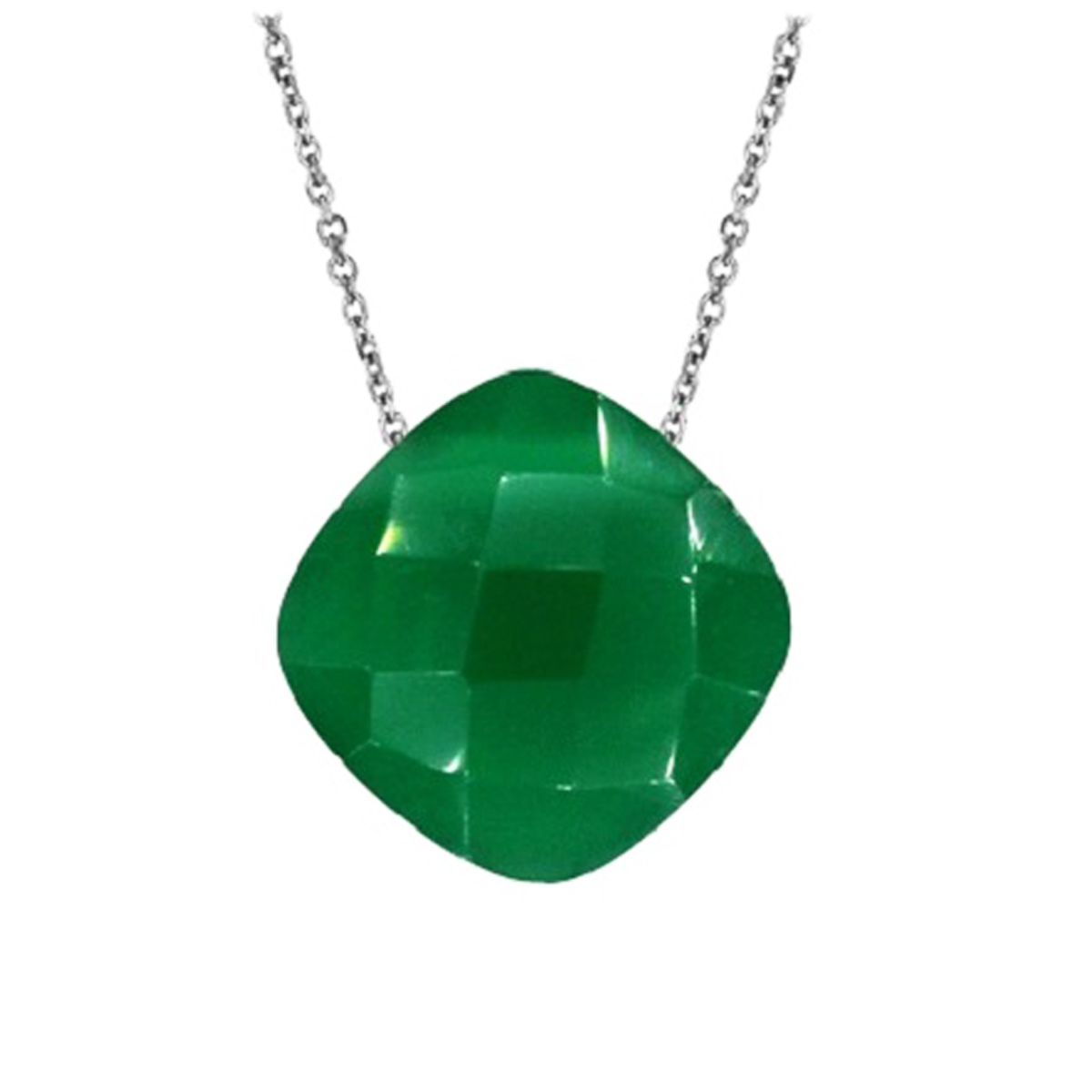 Collier Argent \'Meghan\' calcédoine argenté (rhodié) - 10x10 mm - [Q6764]