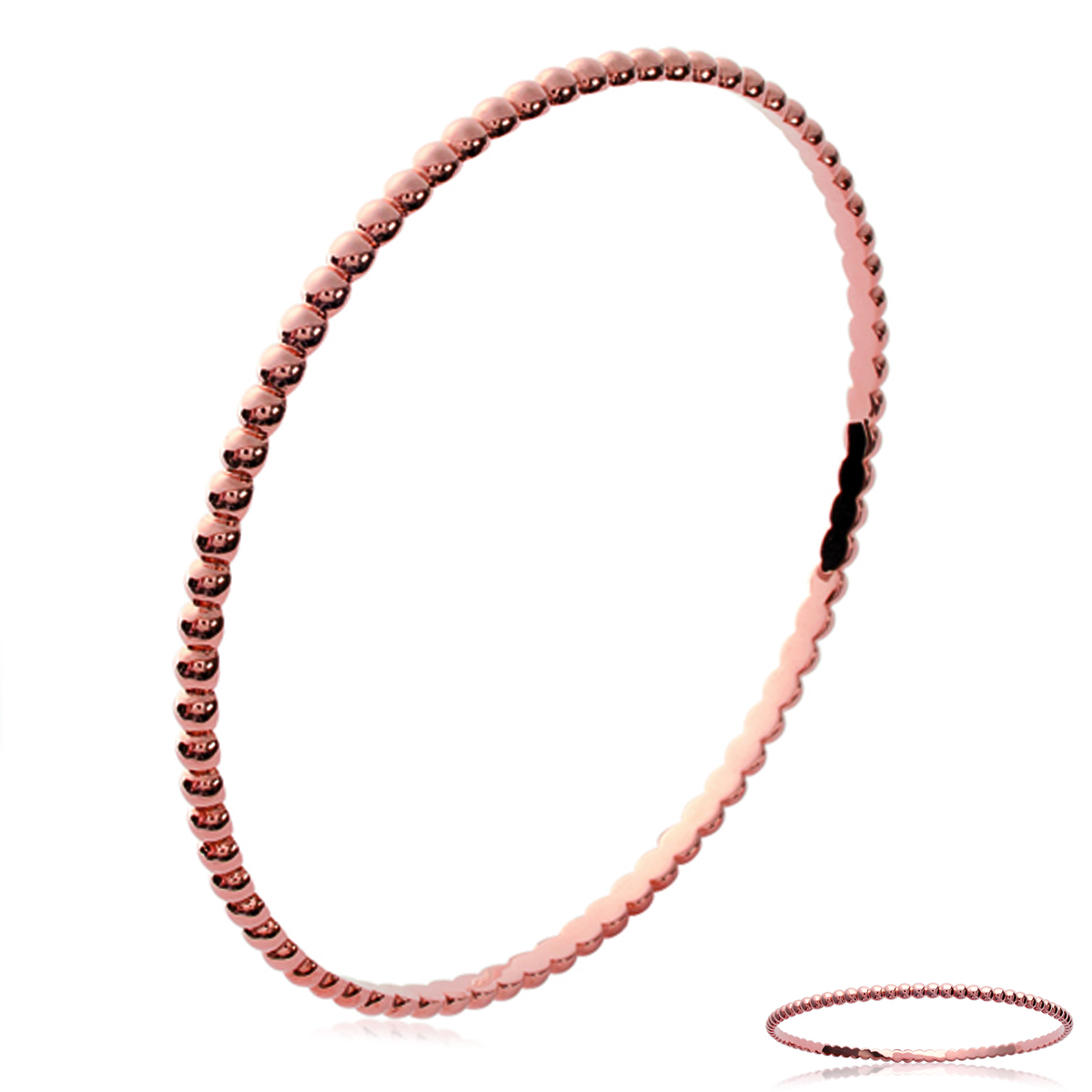 Bracelet Plaqué Or \'Billes\' doré rosé - 62 mm 3 mm - [M7313]