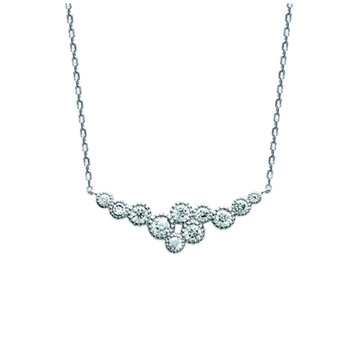 Collier Argent \'Sissi\' blanc argenté (rhodié) - 30x10 mm - [M7330]