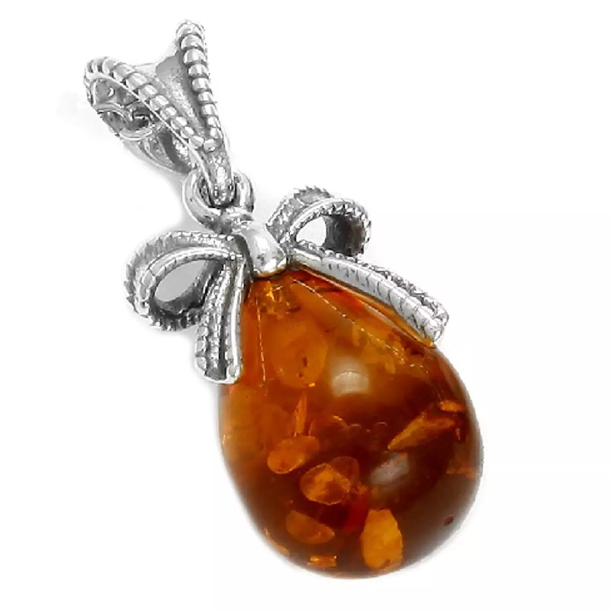 les trésors de lily Pendentif Argent 'Inspiration' Ambre cognac (rhodié) 16x10 mm [Q6783]