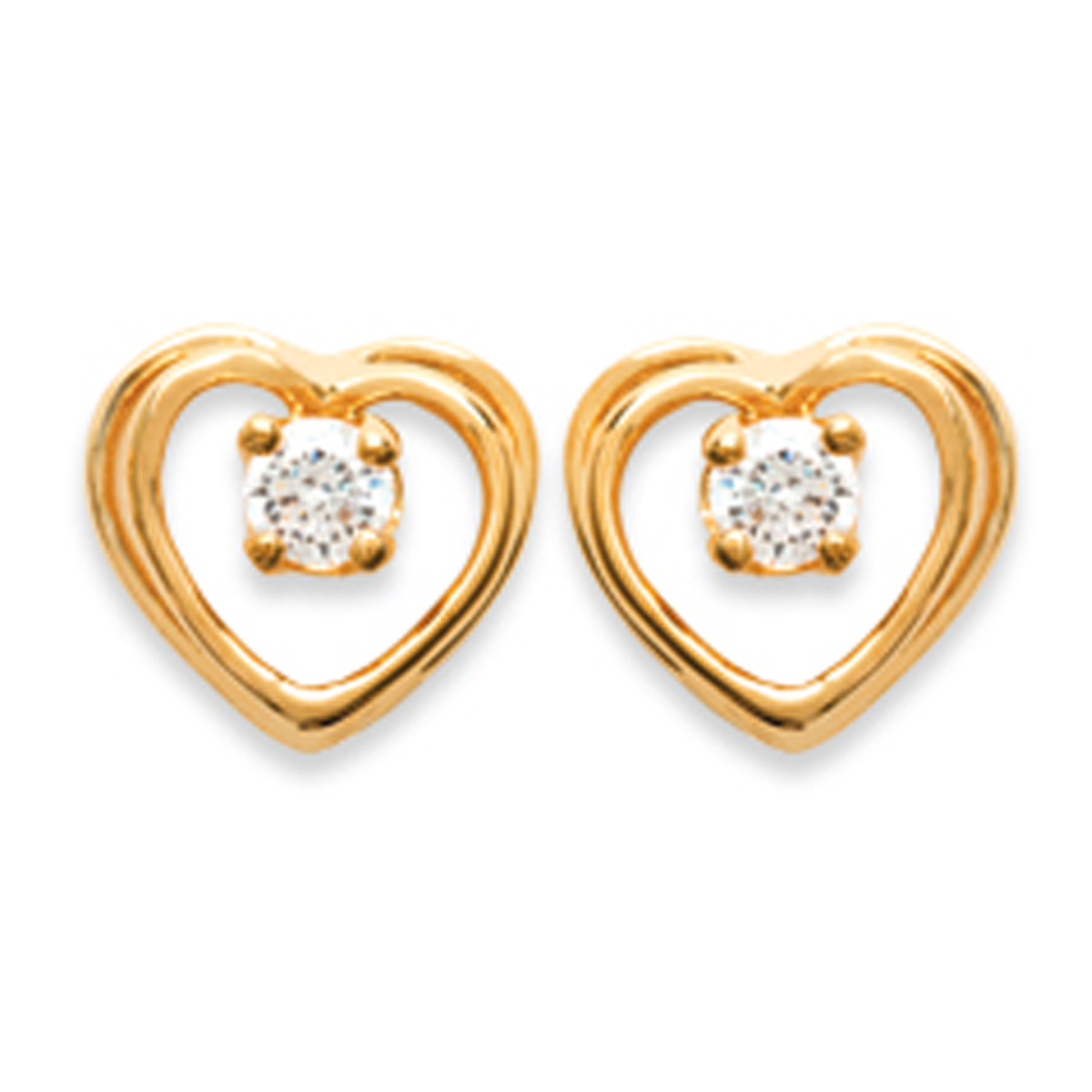 Boucles Plaqué Or \'Love Actually\' Blanc doré - 7x8 mm - [F1291]