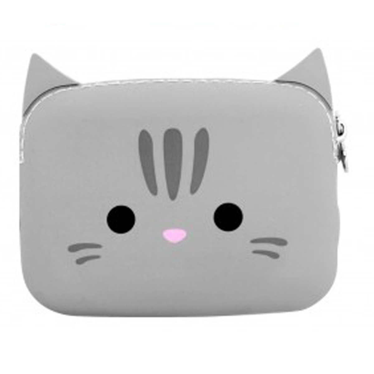 Porte-monnaie silicone \'Chat\' gris  - 102x75x17 cm - [Q3076]