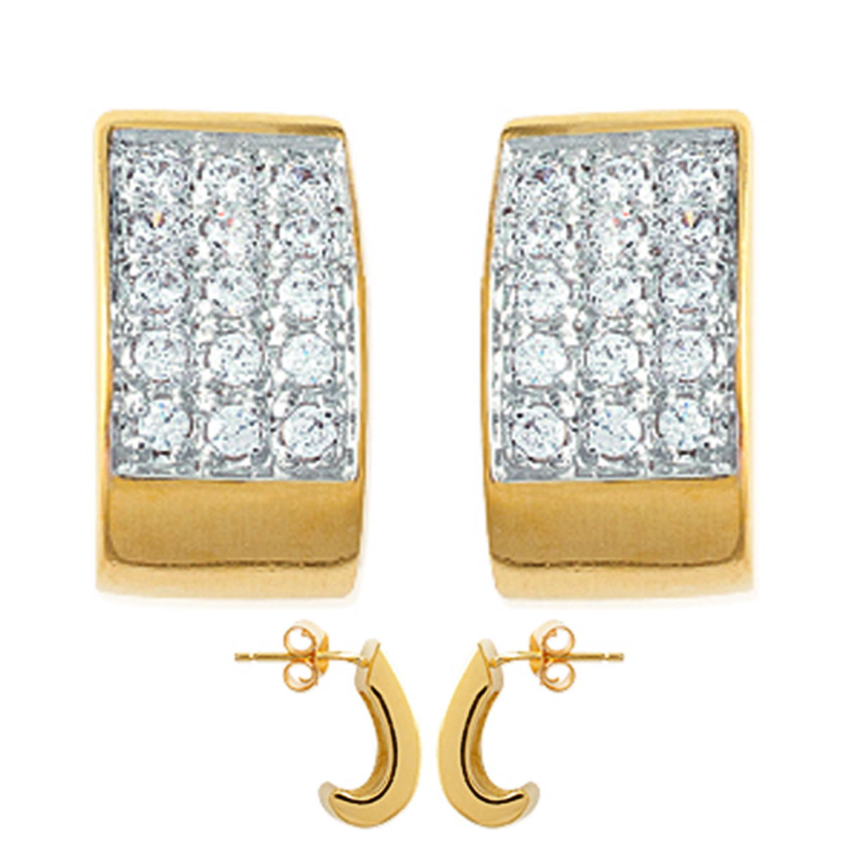 Créoles Plaqué Or \'Déesse\' Blanc Doré - 15x7 mm - [F1292]