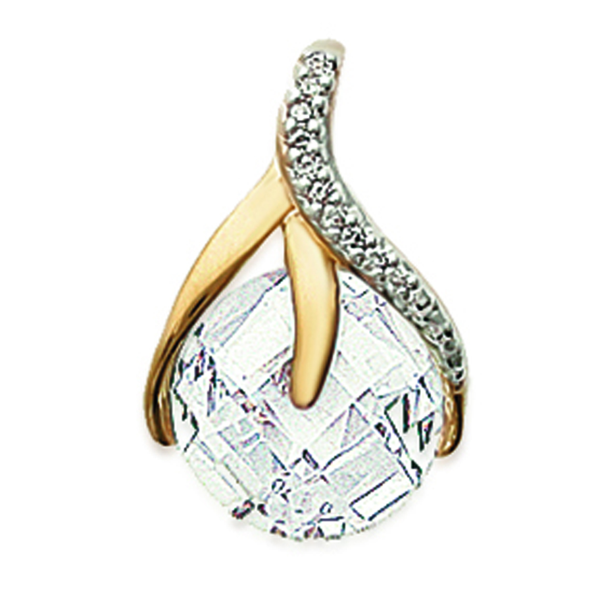 Pendentif Plaqué Or \'Linda\' Blanc doré - 20x13 mm - [F1294]