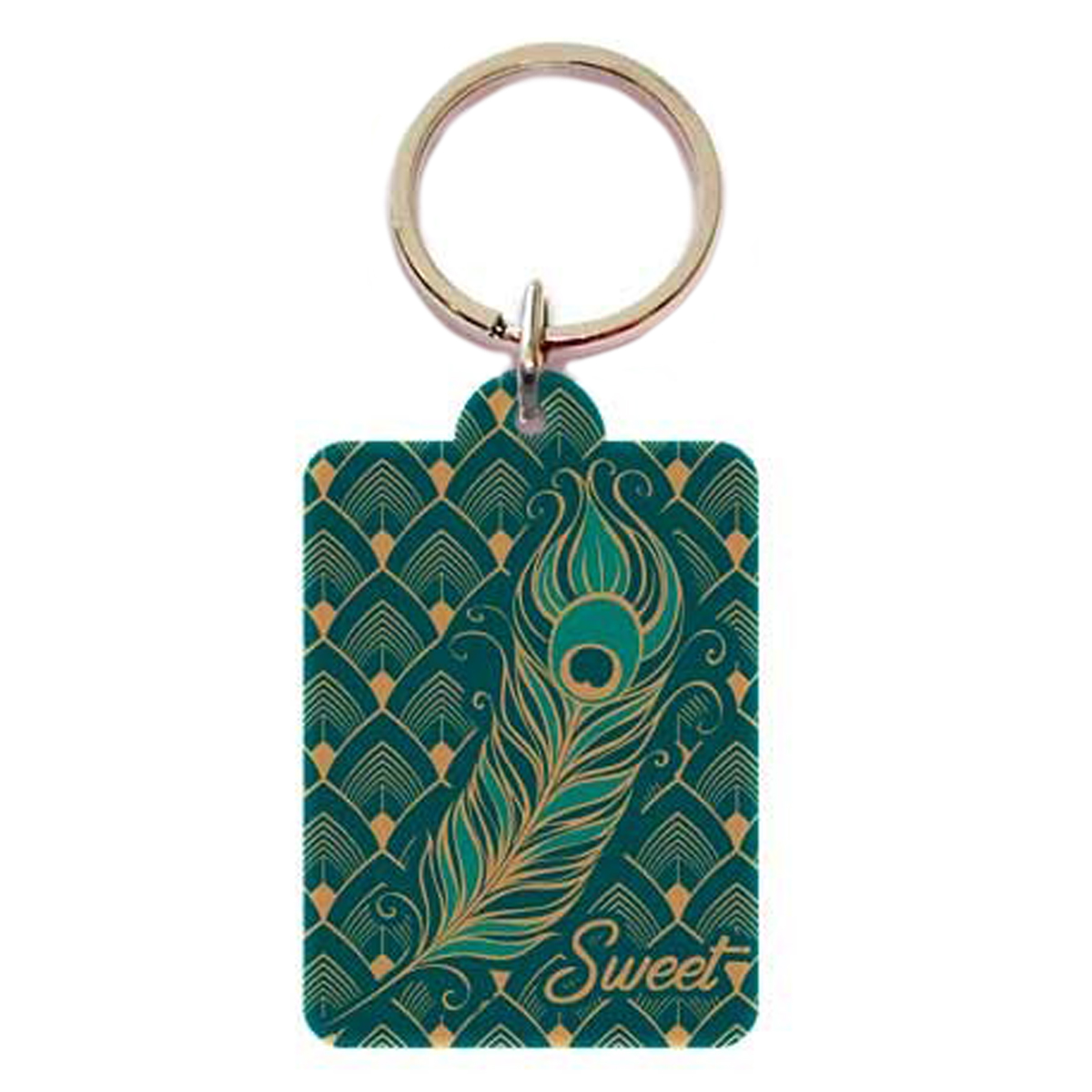 Porte-Clés \'Paons\' vert (plume de paon - sweet) - 65x45 cm - [Q0852]