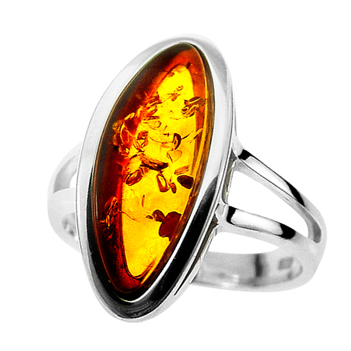 Bague Argent \'Inspiration\' ambre (rhodié) -20x9 mm - [Q6814]