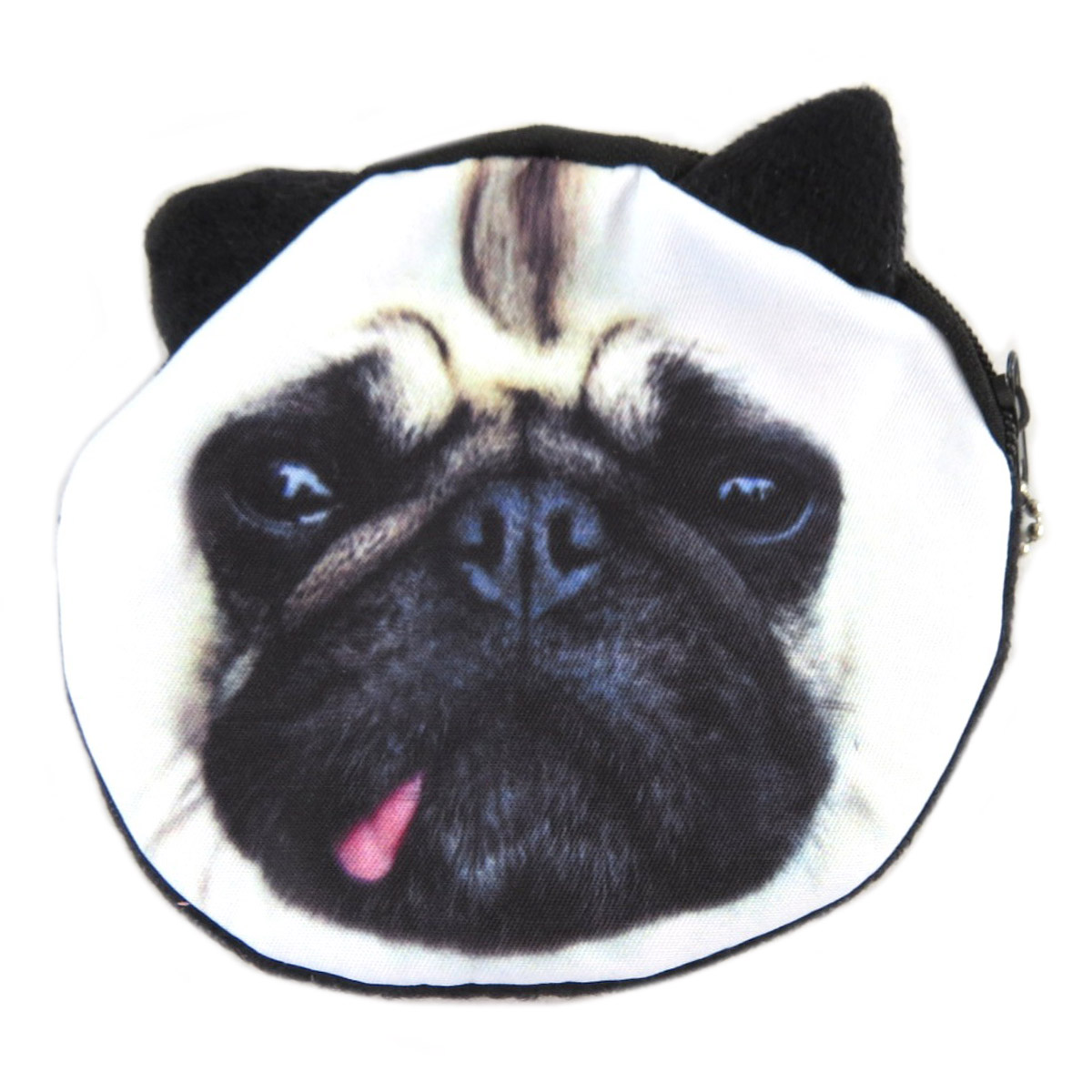 Porte-monnaie \'Chien\' noir blanc - 10 cm - [Q3088]