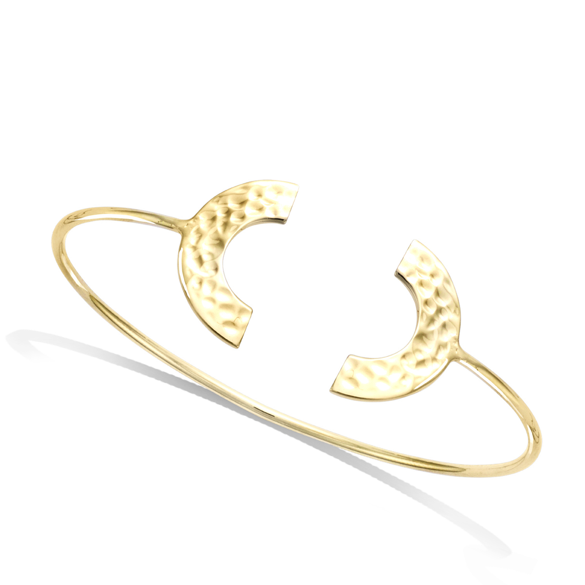 Bracelet Plaqué Or \'Cléopatra\' doré martelé - 60 mm, 20x10 mm - [Q6818]