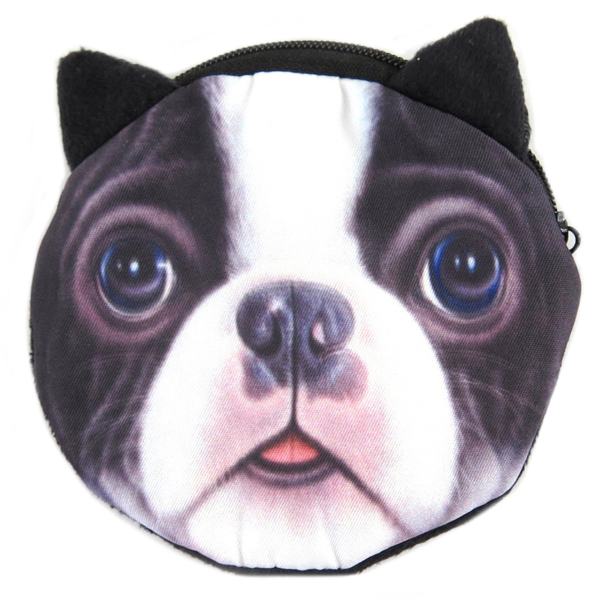 Porte-monnaie \'Chien\' noir blanc - 10 cm - [Q3092]