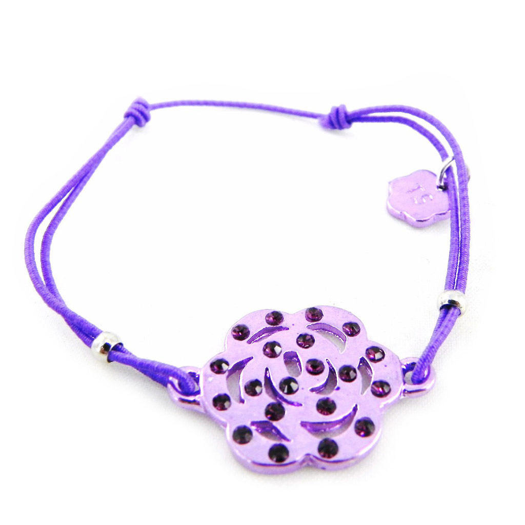 Bracelet Créateur \'Camélia\' violet - [H3560]