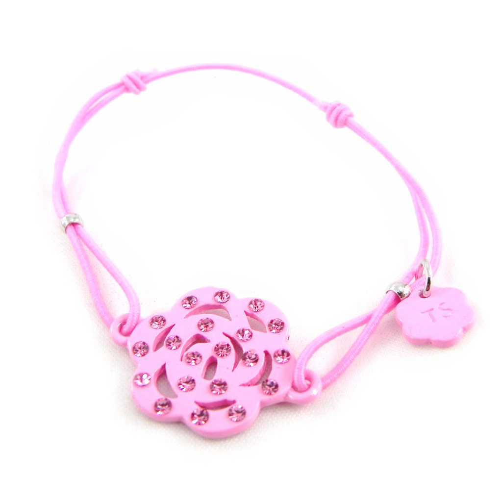 Bracelet Créateur \'Camélia\' rose pâle  - [H3565]
