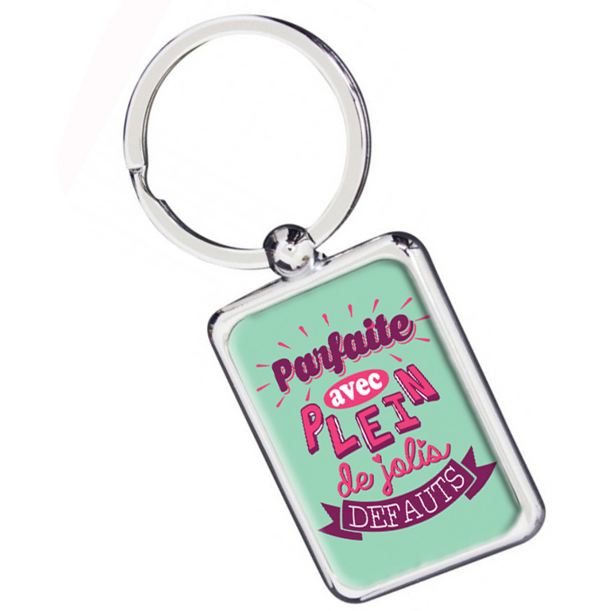 Porte-Clés \'Messages\' vert argenté (Parfaite avec plein de jolie défauts) - 33x23 mm - [Q3116]