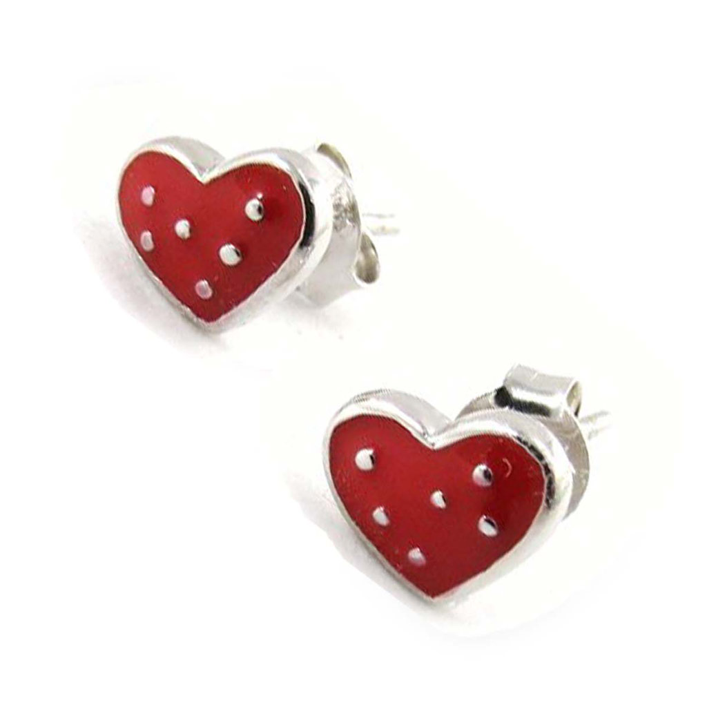 BO Argent \'Petit Coeur\' Rouge  - [G1079]