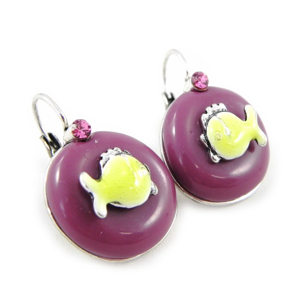 Dormeuses Créateur \'Liberty\' poisson violet - [H3577]