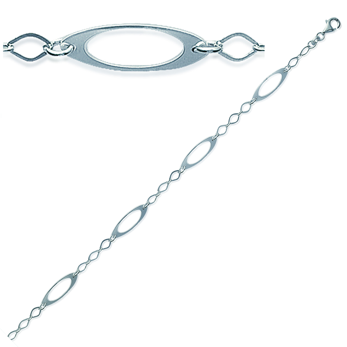 Bracelet Argent \'Calissons\' argenté - 6 mm - [E2163]