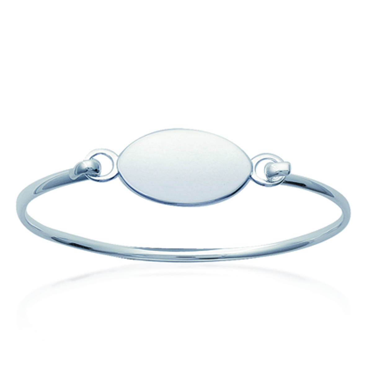 Bracelet Argent \'Identité\' argenté (ovale) - 62 mm 25x15 mm - [G7885]