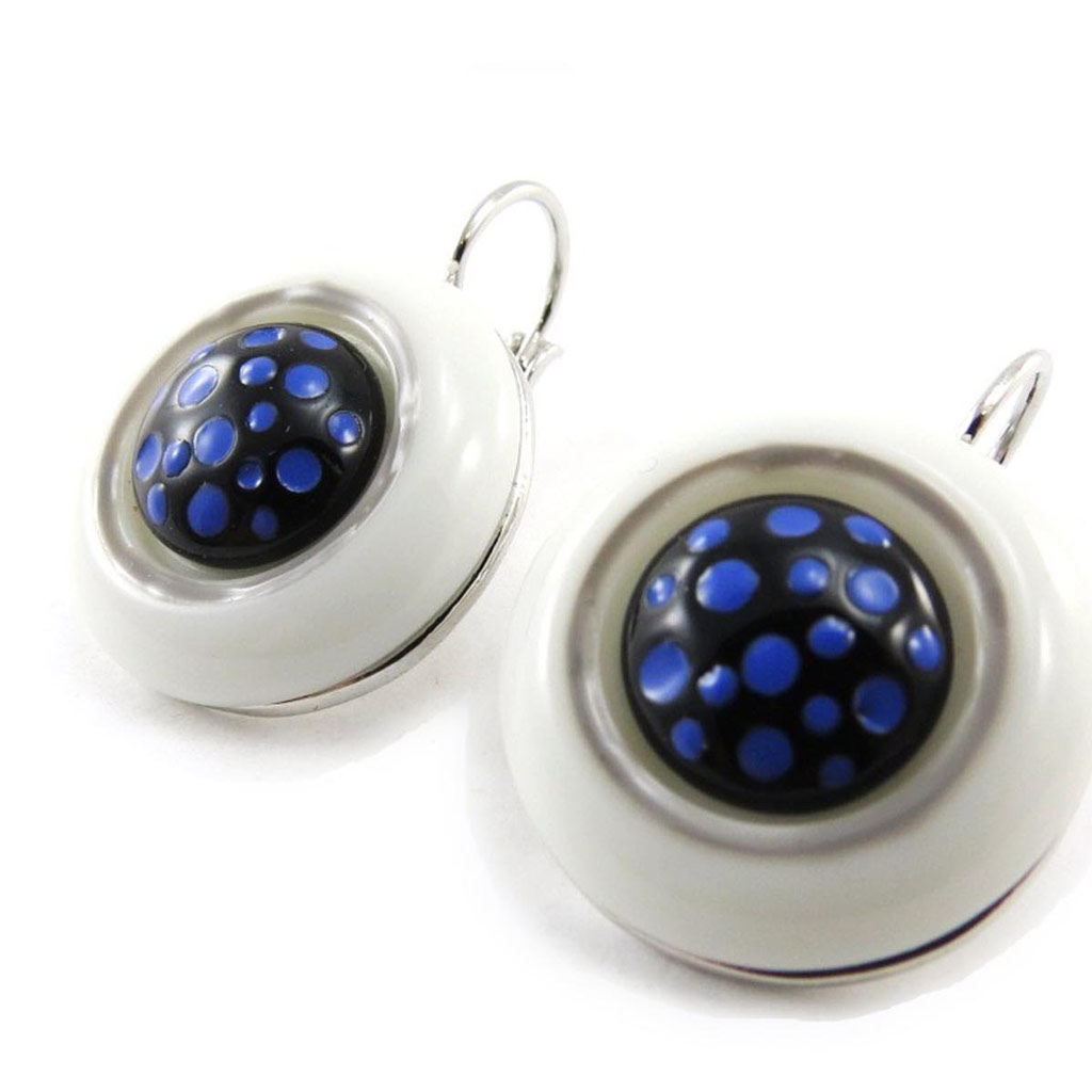 Boucles Créateur \'Pimprenelle\' blanc bleu - [J3153]
