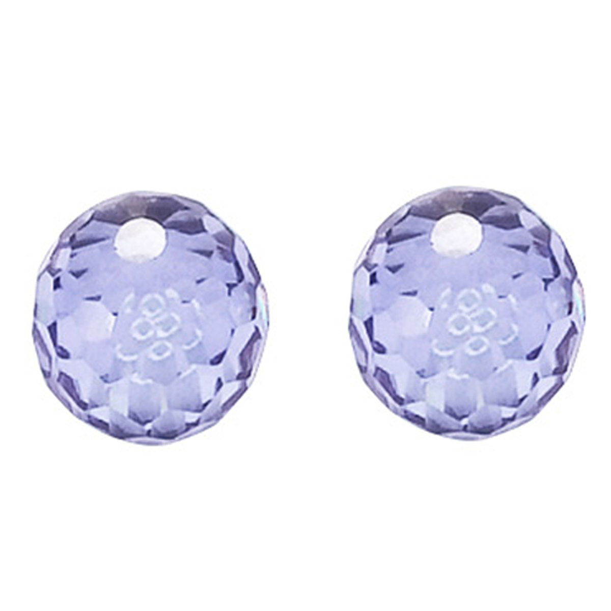 BO Argent \'Boules de Cristal\' lavande argenté (rhodié) - 1 cm - [G1082]