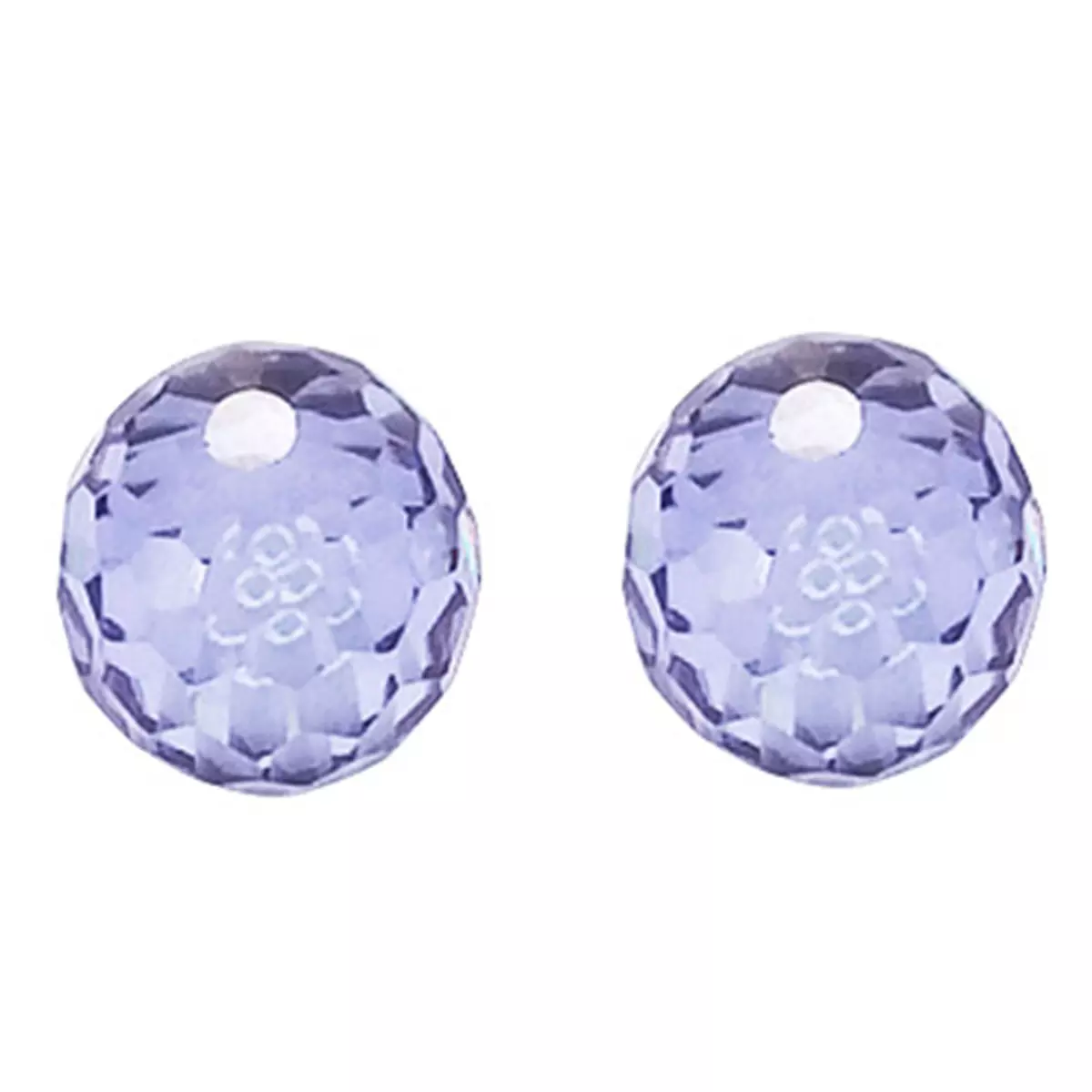 les trésors de lily BO Argent 'Boules de Cristal' lavande argenté (rhodié) 1 cm [G1082]