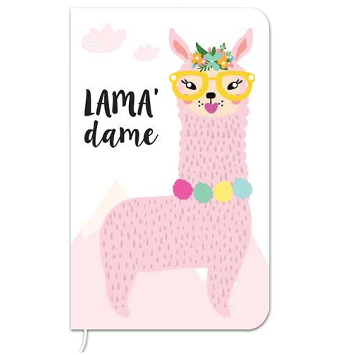 Carnet de notes \'Lama Mania\' blanc rose (Lama\' dame) - 145x9 cm (72 pages) - [Q0873]