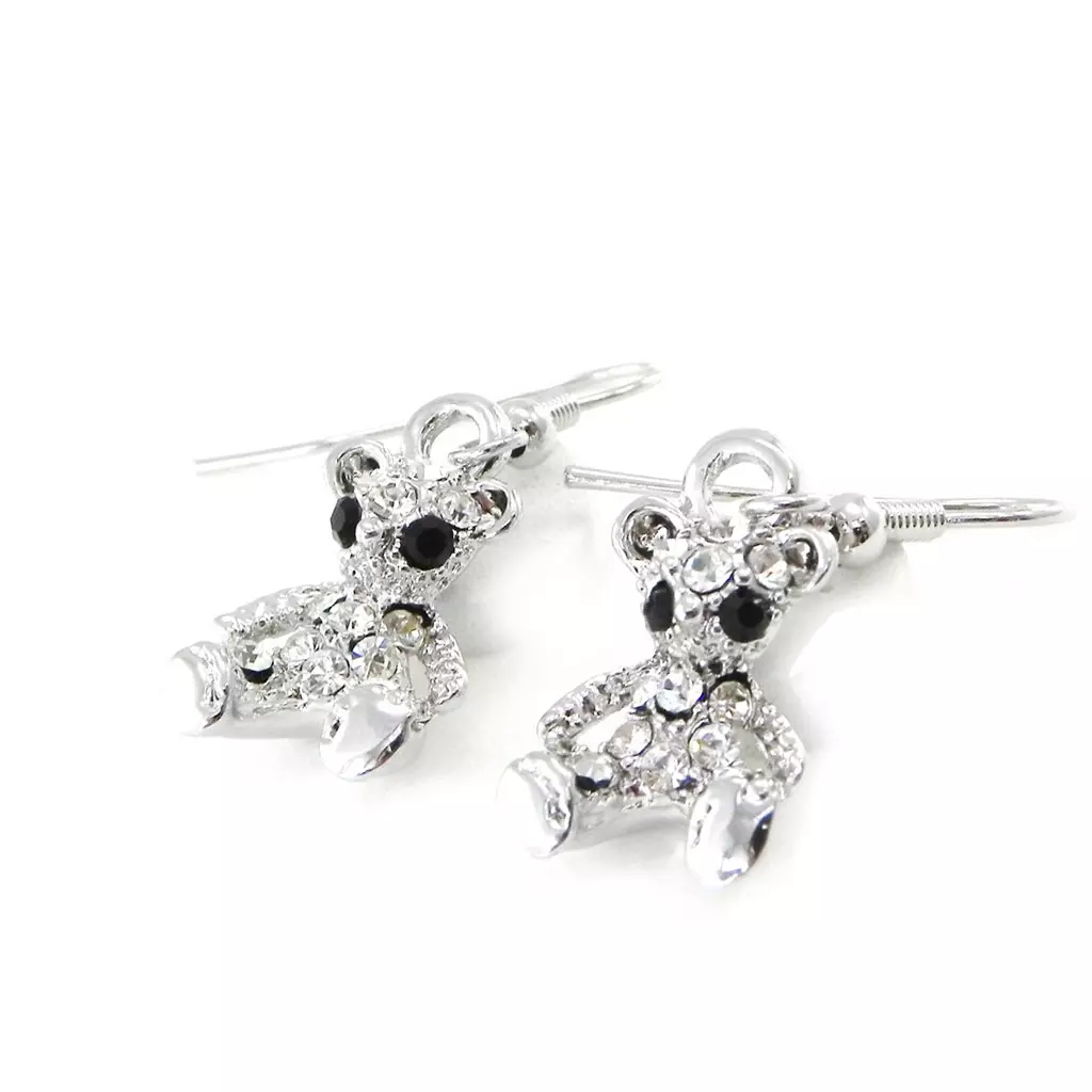 les trésors de lily Boucles 'Teddy' Blanc Argenté [G7926]