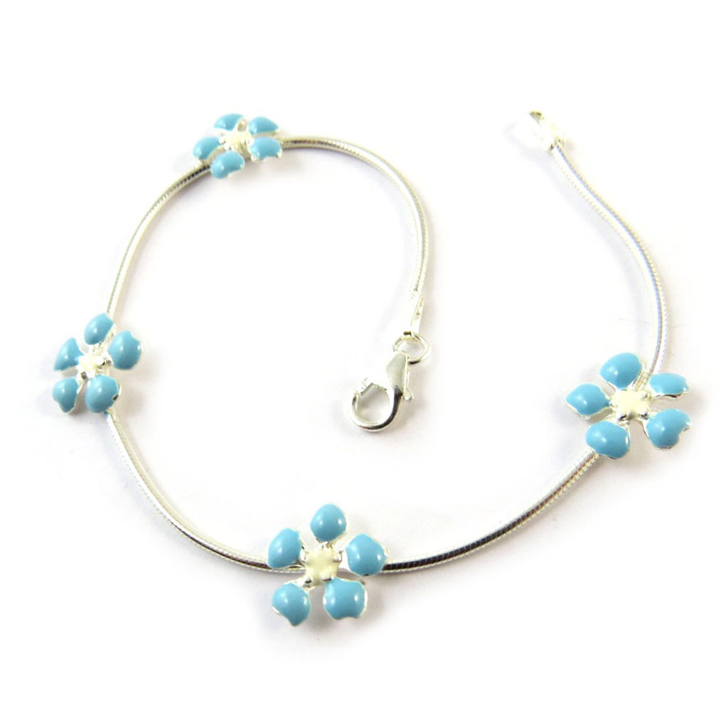 Bracelet Argent \'Flora\' bleu - [G1089]