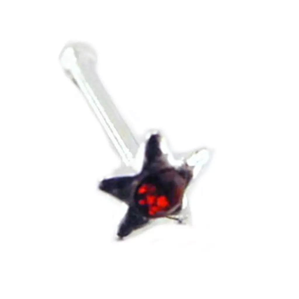 les trésors de lily Stud Argent 'Etoile' Rouge [D4442]