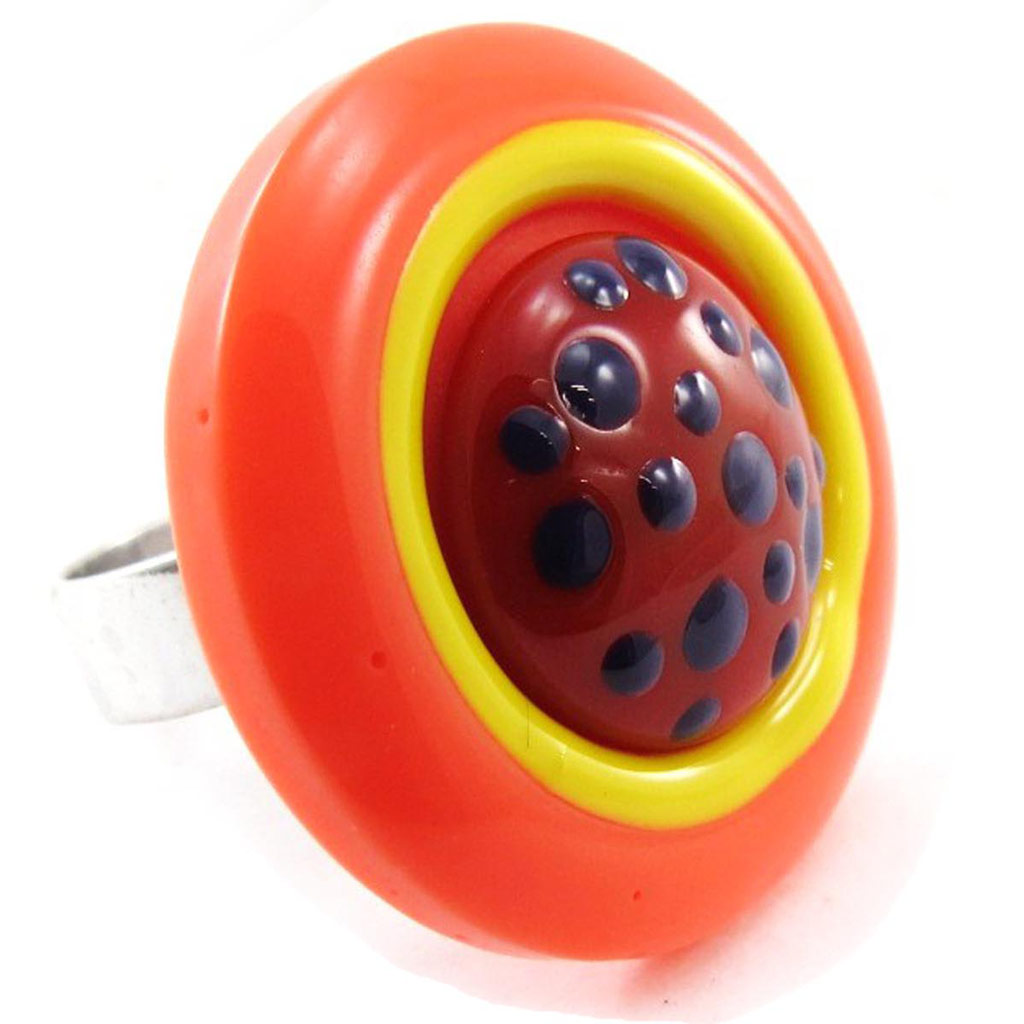 Bague Créateur \'Pimprenelle\' orange rouge - [J3170]