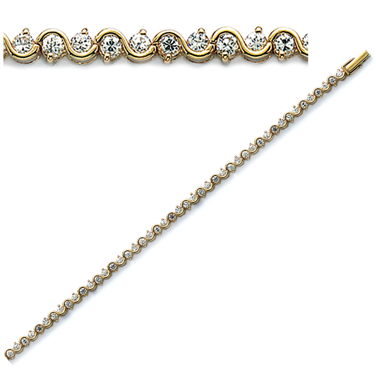 Bracelet plaqué or \'Rivières de Cristal\' Blanc doré - 4 mm - [E2228]