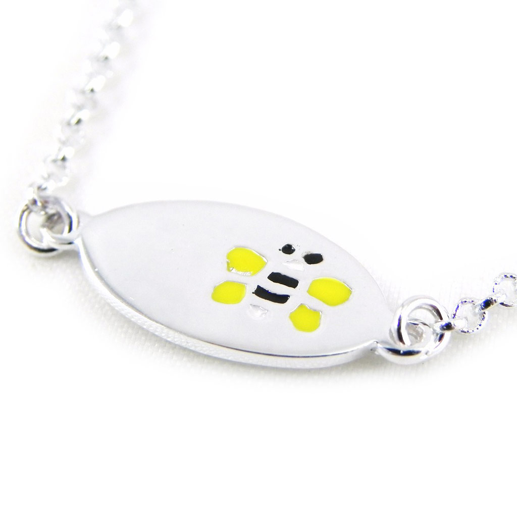 Gourmette Argent \'Tendre Abeille\' jaune  - [G1097]