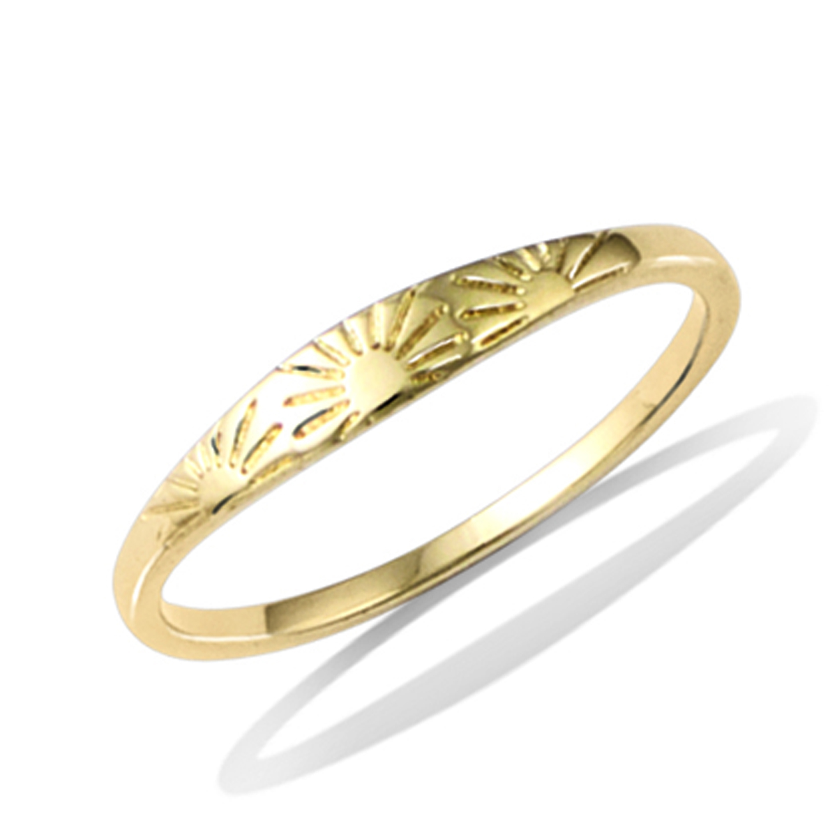 Bague plaqué or \'Boho\' doré (soleil) - 3 mm - [Q6854]
