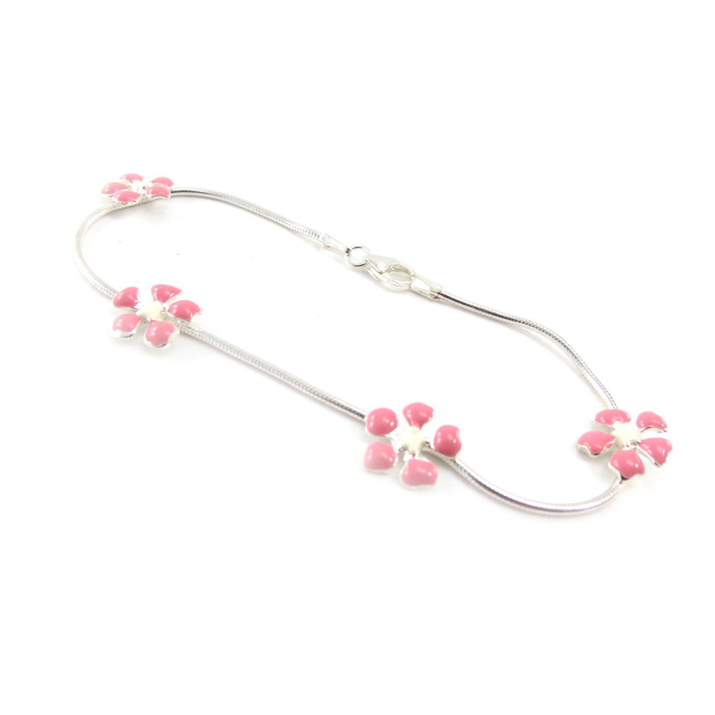 Bracelet Argent \'Flora\' rose - [G1098]